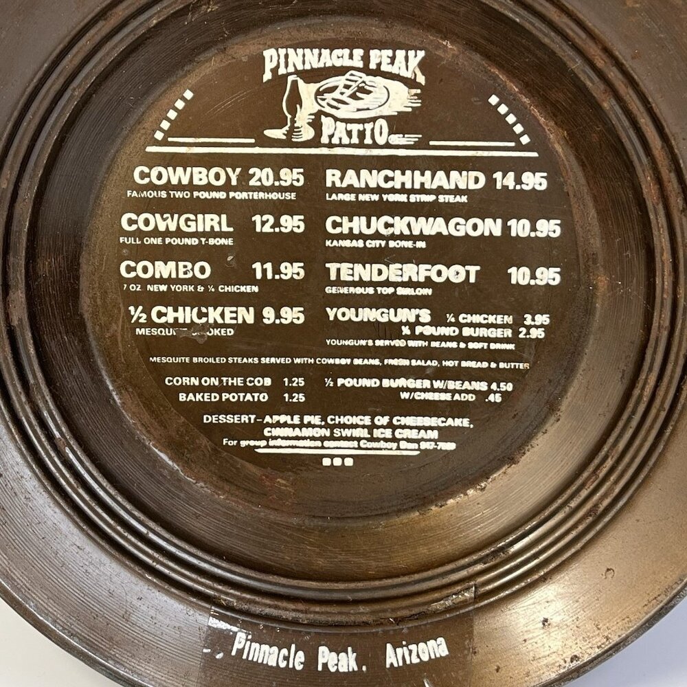 Pinnacle Peak Patio Steakhouse Restaurant Menu Gold Pan Iconic Arizona History